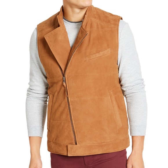 Tasso Elba Mens Suede Winter Vest - Picture 1 of 8